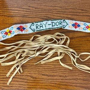 Hand made leather beaded belt